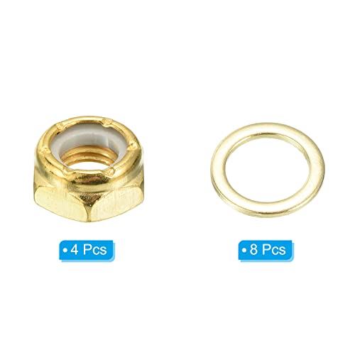 Skateboard Axle Nut and Spacer Hardware Repair Kit - Gold