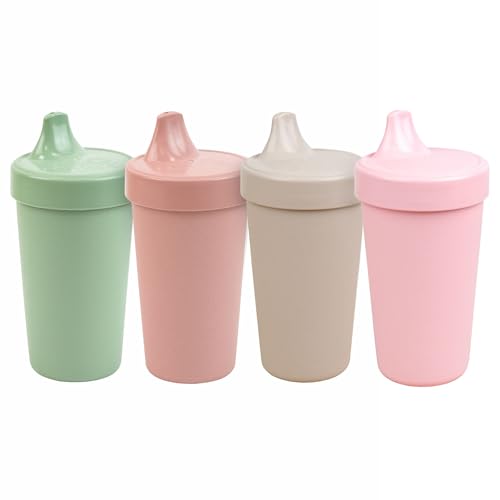 Re-Play Desert Roses Spill-Proof Sippy Cups for Toddlers 10 Oz Set of 4, Reusable & Safe in USA