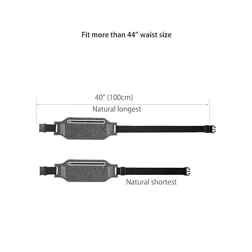 Slim Running Belt - Water-Resistant Fanny Pack for 7" Phone - Black Grey