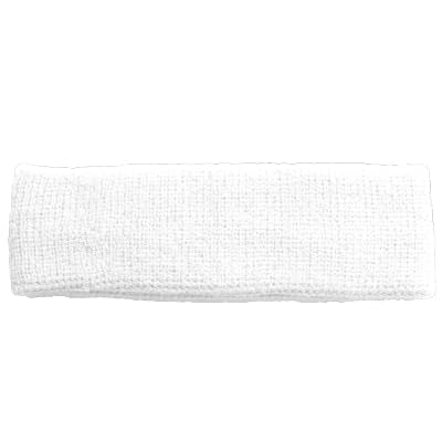 Cotton Terry Athletic Sports Sweat Headband - White, One Size