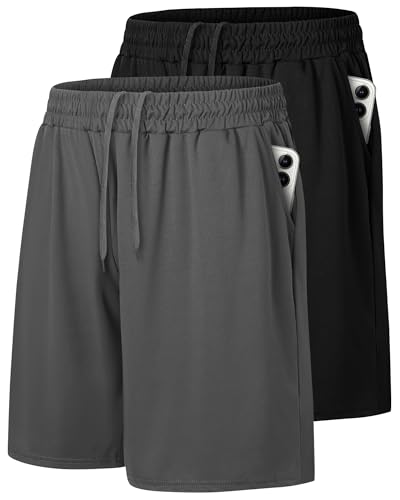 Men's Quick Dry Gym Basketball Shorts - 2 Pack Athletic Activewear