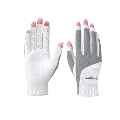 Scott Edward Women's Open-Finger Golf Gloves Left & Right Hand Grey 19-M