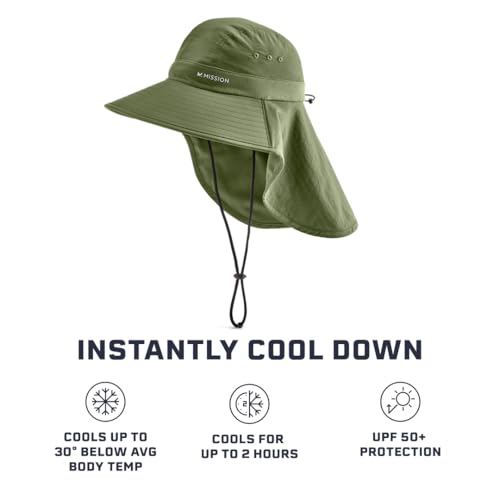Mission Bronze Green One Size UPF 50 Sun Hat for Men Women - Wide Brim Outdoor Sun Protection