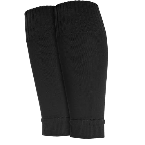 Kids Soccer Socks Leg Sleeves - 3 Pairs for Youth Boys & Girls - Black