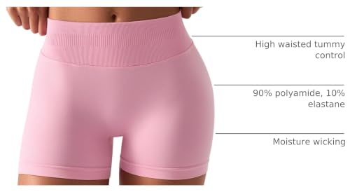 TDIFFUN Women's Workout Shorts 3 Pack High-Waist Gym Lifting Impact Small Black Pink Blue