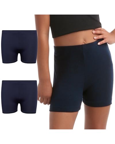 Girls Athletic Bike Shorts 2 Pack - Soft Stretch, Navy 6X