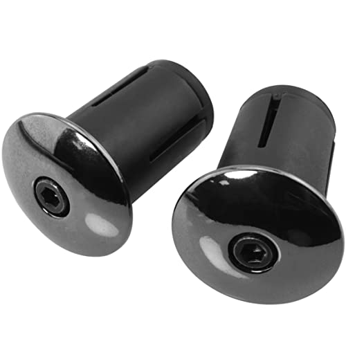 Luorng Aluminum Bike Bar End Plugs 1 Pair, Black, Expanding Locking Caps for Road & Mountain Bikes