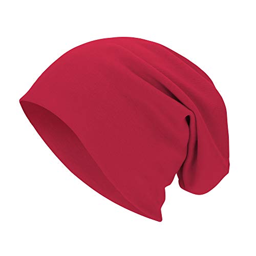 Slouchy Beanie Hat for Men & Women - Lightweight Red Cap
