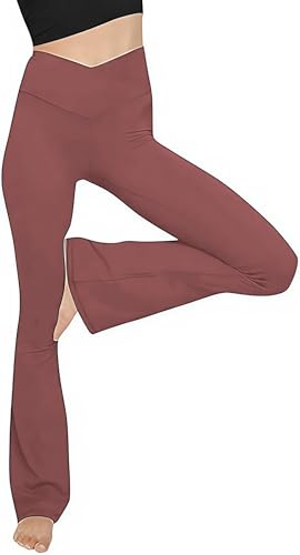 High Waisted Flare Yoga Pants for Women - V Crossover - XX-Large Pink