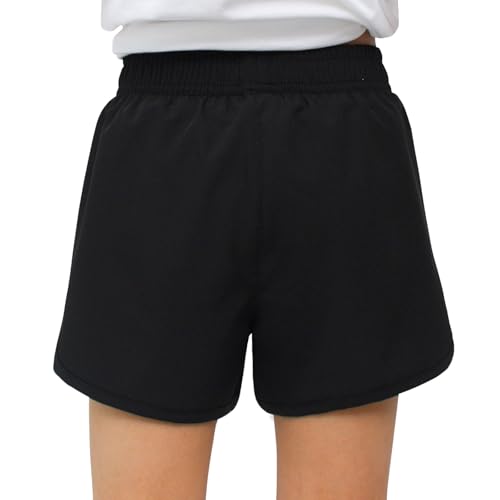 MEILONGER Girls 2-in-1 Swim Shorts Bathing Suit Black 10-12 Kids Quick Dry Boardshorts