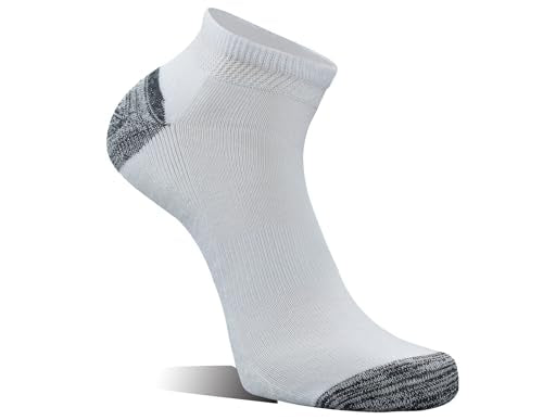 Yomandamor Men's Cotton Diabetic Low Cut Socks 5 Pairs White with Black Heel & Toe, Size 10-13