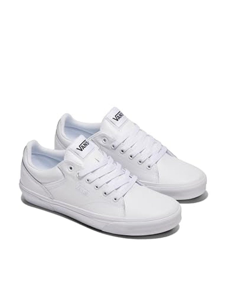Vans Men's Seldan Shoe | Retro Tennis Inspired Sneakers for Fashion, Work & Everyday Wear, Tumble White/White, 16
