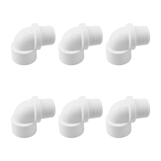 SJZBIN 6PCS White 90 degree Street Elbow Coupling 3/4'' PVC Male Thread to Female Thread Female to male Elbow Adapter for PVC PIPE Pressure Fittings
