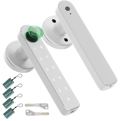 Fingerprint Door Lock, Biometric Lock with Keypad, Silver, Suitable for Home, Apartment, Office, Bedroom