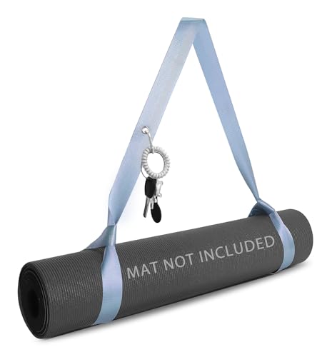 Adjustable Yoga Mat Strap with Carabiner Clip - Sky Blue