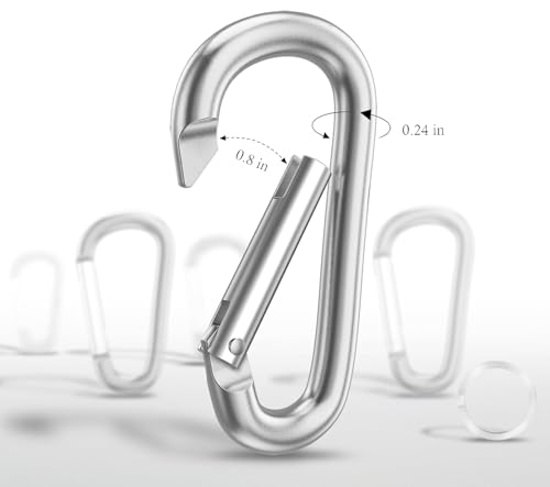 3" Aluminum Carabiner Keychain Clip - Silver D Ring Set