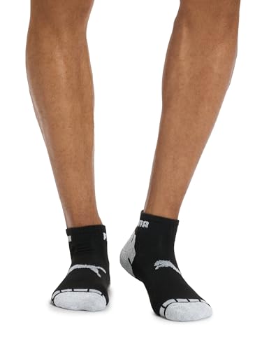 PUMA Men's Quarter Crew Socks 6 Pack Black/Grey Size 10-13