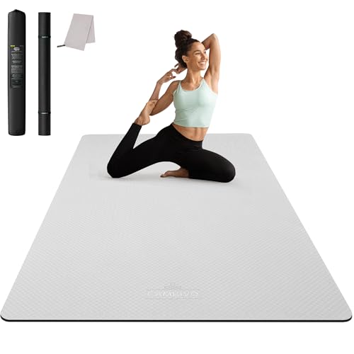 CAMBIVO 72x48in Extra Thick Yoga Mat - Gray, 6mm Non-Slip TPE Fitness Mat