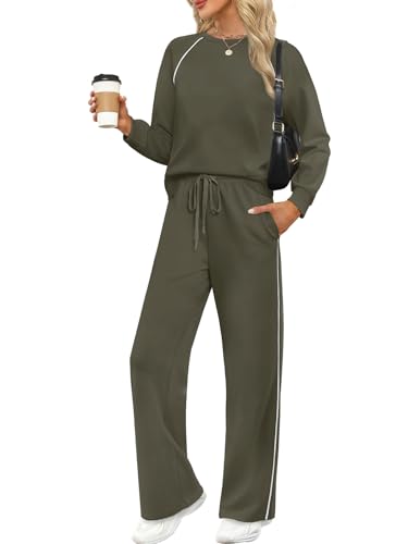 Women’s Green 2 Piece Lounge Sets - Fall Sweatsuit Outfit, Medium