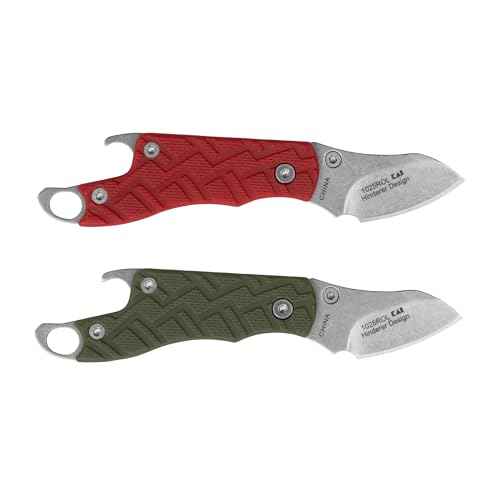 Kershaw Cinder 2 Pack, Red & Olive Handles, Perfect Keychain Pocket Knife, Lightweight for Keys, Carabiners, and More