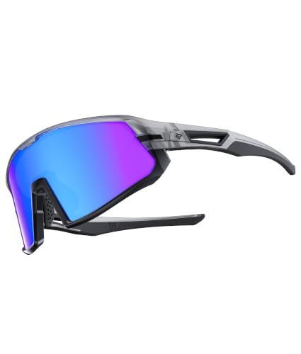 RideFlow AeroTrack X Cyber Blue Polarized Sports Sunglasses for Men - UV400, Cycling Running