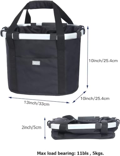 Dog Bicycle Basket - Front Handlebar Folding Basket - Black