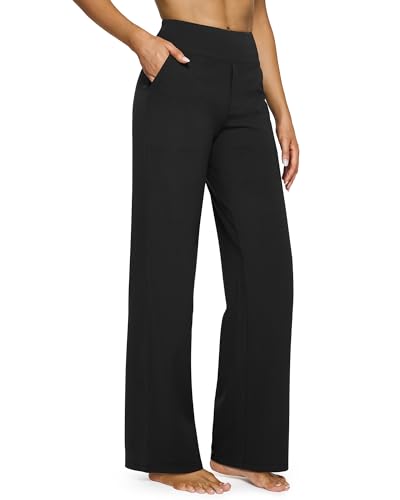 High Waisted Wide Leg Yoga Pants with Pockets - Soft & Moisture Wicking