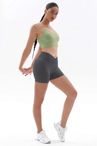 High Waisted Booty Scrunch Yoga Biker Shorts - Small Dark Gray