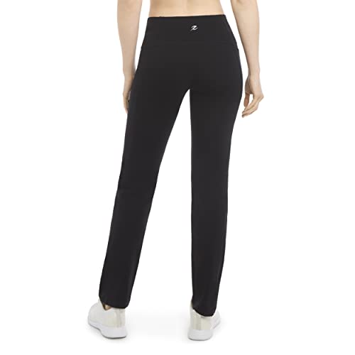 Women's Cotton Stretch Yoga Pants with Pockets - Energy Zone XL Deep Black