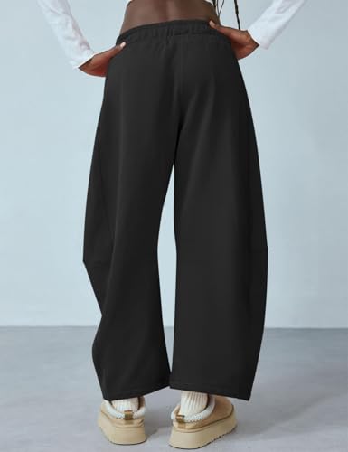FACDIBY Women's Black Wide Leg Fleece Lounge Sweatpants Medium