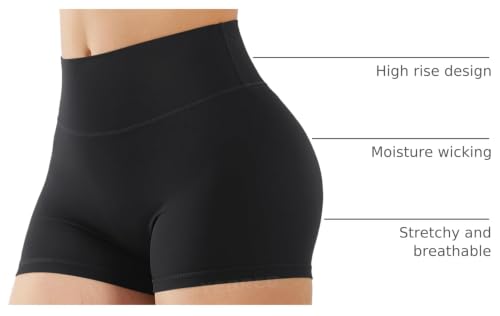 YEOREO LuxFlow Women's Biker Shorts 2.5'' Inseam No Front Seam Workout Shorts Small Black