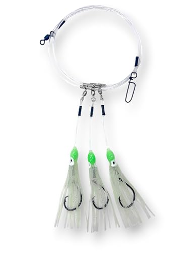 Deep Drop Tilefish Rig with Glow Squid & 8/0 Circle Hooks - 3 Hook Version