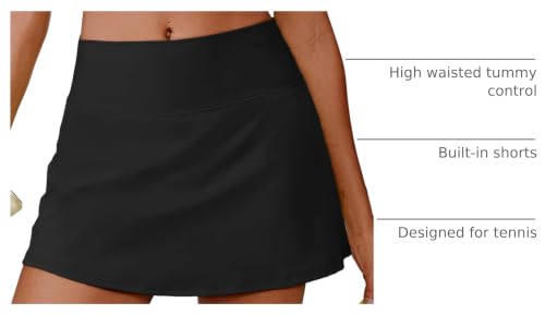 High Waisted 14" Women's Tennis Skirt with Built-in Shorts