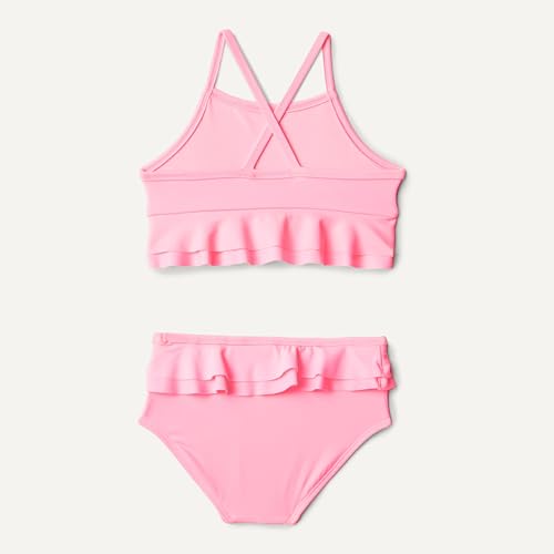 Toddler Girls' Two Piece Swimsuit - Crisscross Straps, Pink - 2T