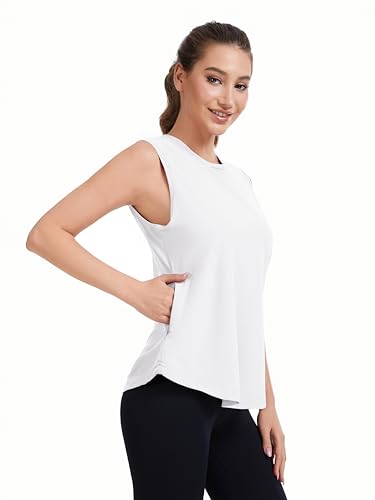 Sleeveless Workout Tank Top for Women - Large, White