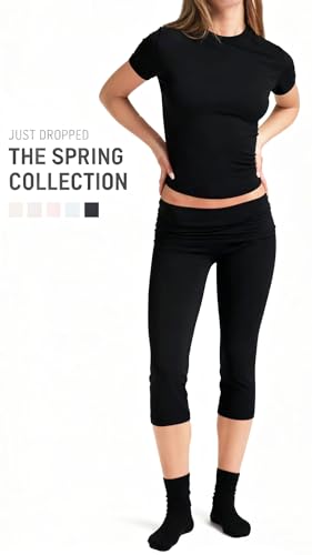 YETOWA Womens 2-Piece High Waisted Workout Set – Black, Medium