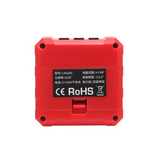 Digital Inclinometer with Magnetic Base - 4x90° Range, ±0.2° Accuracy