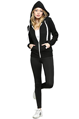 Urban Look Women's Active Long Sleeve Fleece Zip Hoodie X-Large Black Plus Size