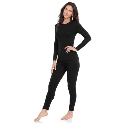 Fleece Lined Thermal Underwear Set for Women - Long Johns & Top