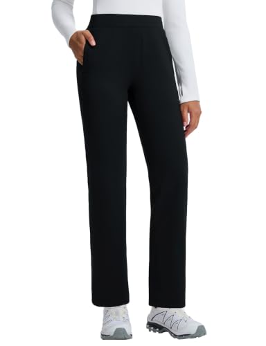 Baleaf Women’s Fleece-Lined Winter Thermal Yoga Pants – Medium, Black