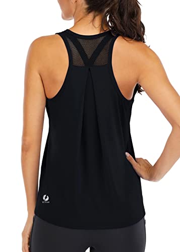 Loose Fit Racerback Muscle Tank for Women - Large Black