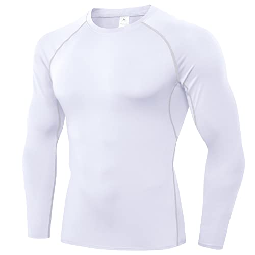 Men's Long Sleeve Compression Workout Shirt - Medium / White - 1 Pack