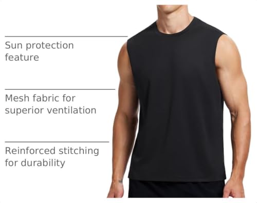 Men's Quick Dry Sleeveless Workout Tank Top - X-Large Black