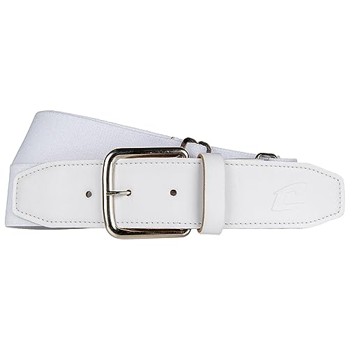 Youth Elastic Baseball Belt with Leather Tab - White