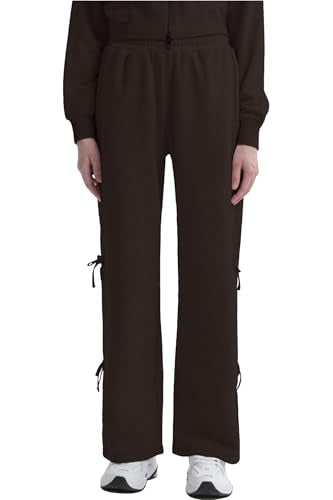Wide Leg Sweatpants for Women - Baggy Lounge Pants with Ties - X-Small Coffee