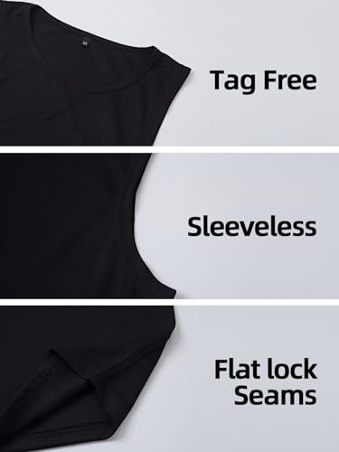 Men's Sleeveless Quick Dry Gym Tank Top - Black, X-Large