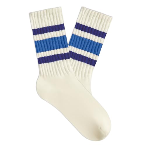 Vintage Striped Crew Socks - One Size Purple Blue