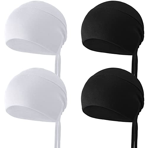 Adjustable Hijab Undercap Set - 4 Pcs Black & White Scarves