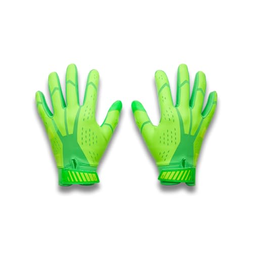 Under Armour Youth Blur Football Gloves - Hyper Green, Large, Silicone Grip