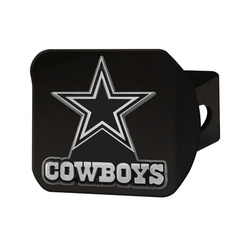 Dallas Cowboys Black Hitch Cover - 3.4"x4" Chrome Logo